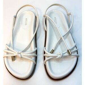 Arezzo Women's Camila Flat Sandals White Salt Size 9.5B NWT and BOX
